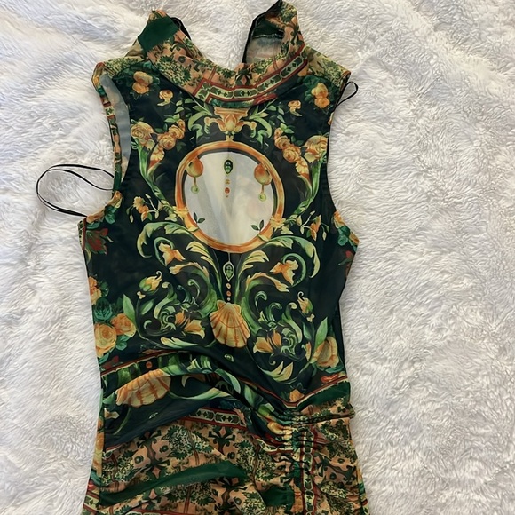 Fashion Nova Multi Color Mesh Halter Midi Dress Size S - Picture 3 of 8